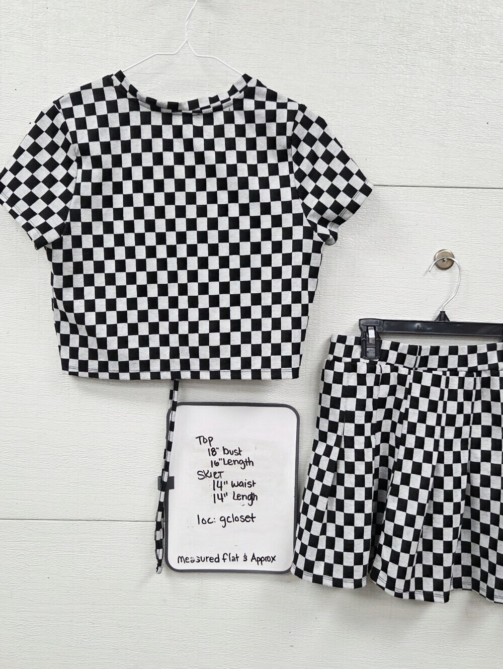 Freshman 2pc Checkered Crop Top & Pleated Skirt Set - Grey & White - Picture 8 of 8
